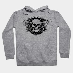 skull with roses and wings Hoodie